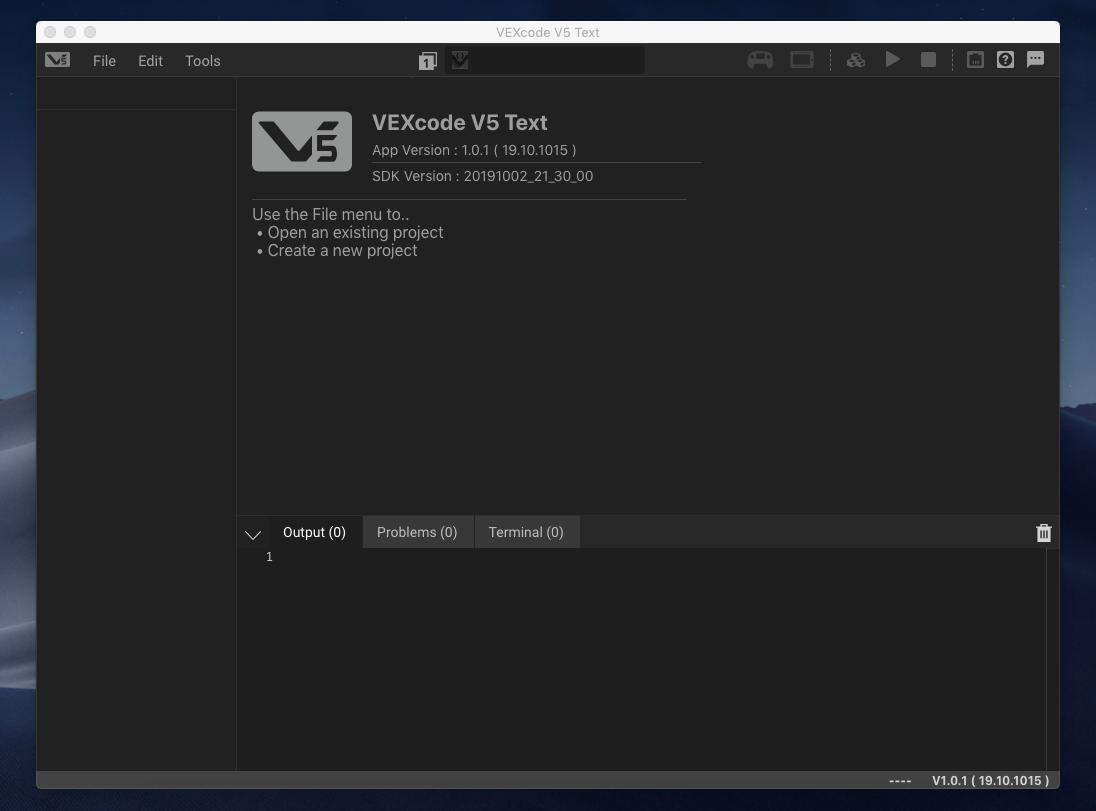 Image of VEXCode on startup